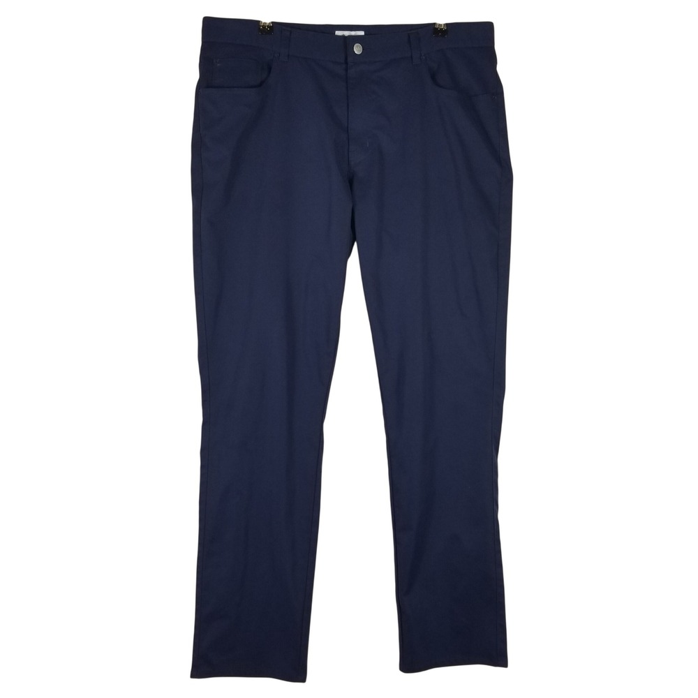 Peter Millar Tech Golf Pants Mens 38x32 Navy Blue 5-Pocket Performance Chinos